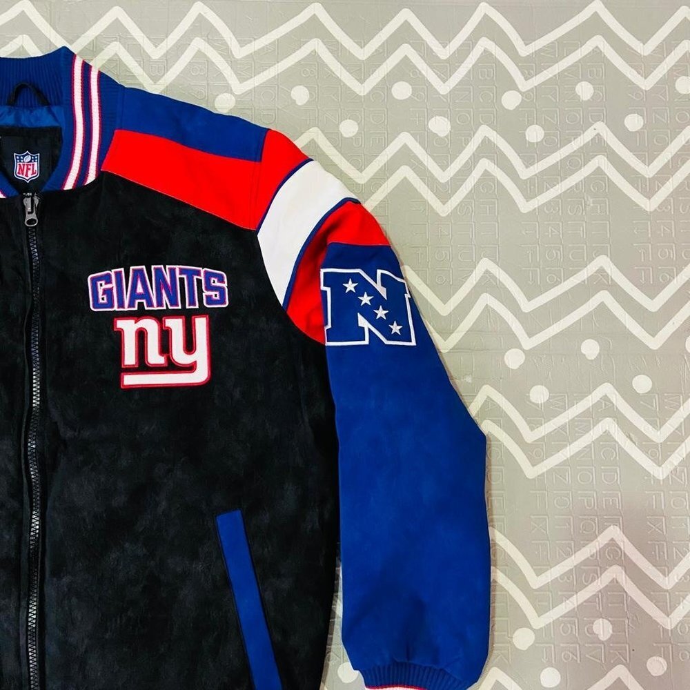 Vintage retro New York Ny giants suede leather varsity letterman bomber jacket - Picture 4 of 8